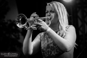 Bria Skonberg playng the Trumpet